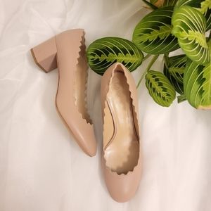 Chloé Women's Lauren Scalloped Block Heel Pumps